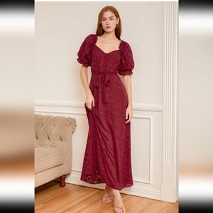 Lulu's Puff Sleeve Midi Dress